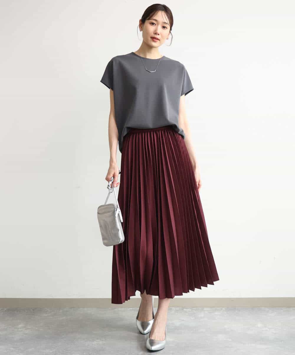 FKKJD22130 MK MICHEL KLEIN(MK ミッシェルクラン) [洗える]前後2way フロントジップデザインカットソー ダークグレー
