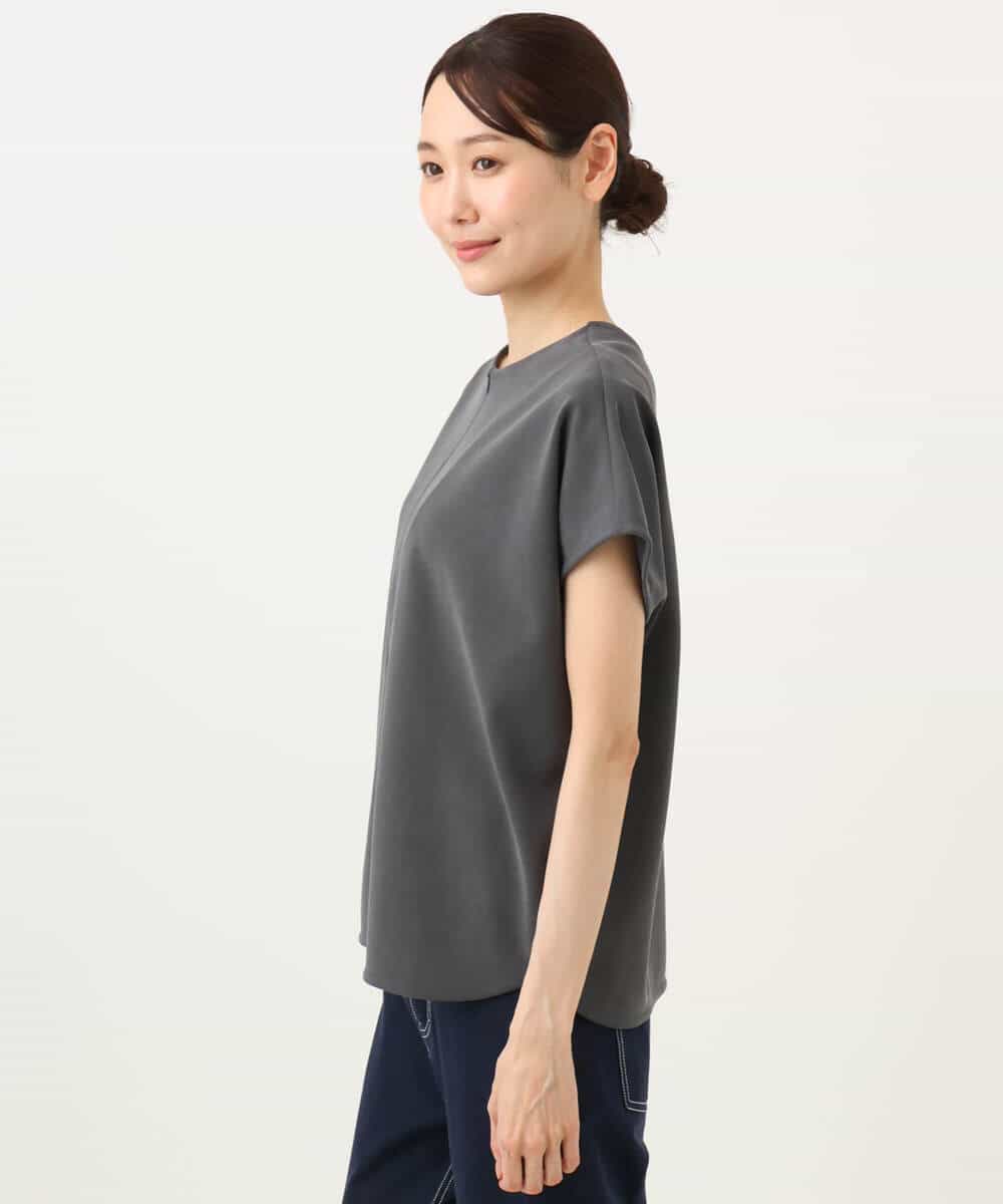 FKKJD22130 MK MICHEL KLEIN(MK ミッシェルクラン) [洗える]前後2way フロントジップデザインカットソー ダークグレー