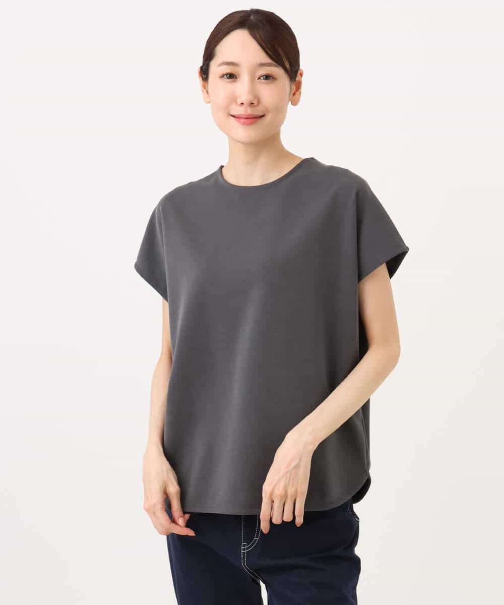 FKKJD22130 MK MICHEL KLEIN(MK ミッシェルクラン) [洗える]前後2way フロントジップデザインカットソー ダークグレー