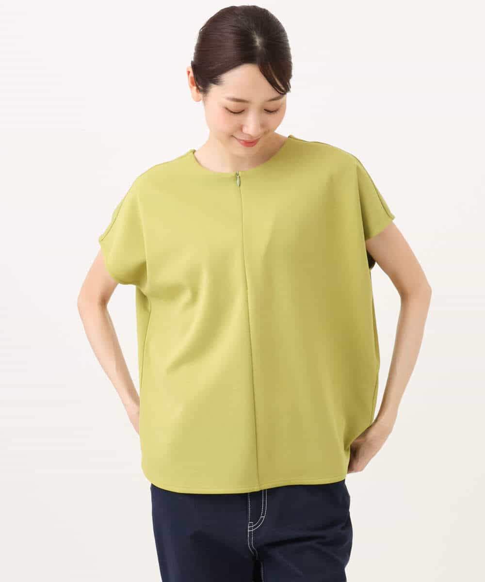 FKKJD22130 MK MICHEL KLEIN(MK ミッシェルクラン) [洗える]前後2way フロントジップデザインカットソー ダークグレー