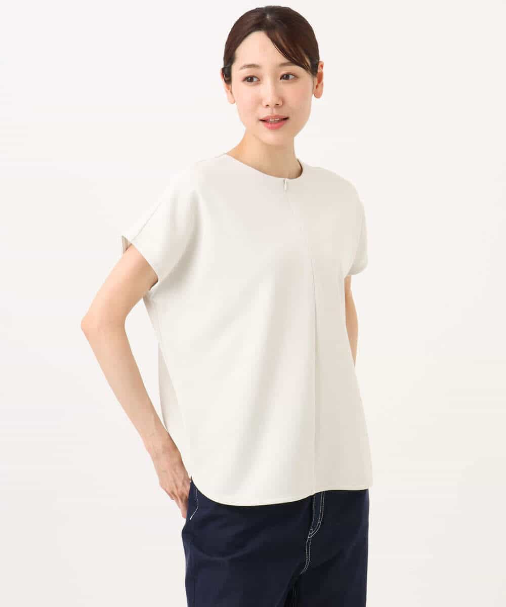 FKKJD22130 MK MICHEL KLEIN(MK ミッシェルクラン) [洗える]前後2way フロントジップデザインカットソー ダークグレー