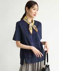 FKKJD23090 MK MICHEL KLEIN(MK ミッシェルクラン) [洗える]シフォン切替えフロッキーロゴTシャツ ホワイト