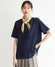 FKKJD23090 MK MICHEL KLEIN(MK ミッシェルクラン) [洗える]シフォン切替えフロッキーロゴTシャツ ホワイト