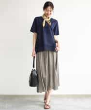 FKKJD23090 MK MICHEL KLEIN(MK ミッシェルクラン) [洗える]シフォン切替えフロッキーロゴTシャツ ホワイト