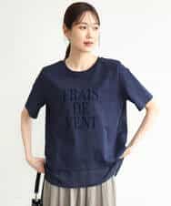 FKKJD23090 MK MICHEL KLEIN(MK ミッシェルクラン) [洗える]シフォン切替えフロッキーロゴTシャツ ホワイト