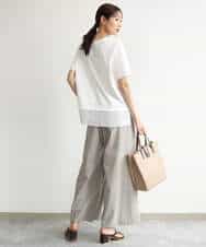 FKKJD23090 MK MICHEL KLEIN(MK ミッシェルクラン) [洗える]シフォン切替えフロッキーロゴTシャツ ホワイト