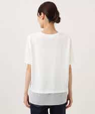 FKKJD23090 MK MICHEL KLEIN(MK ミッシェルクラン) [洗える]シフォン切替えフロッキーロゴTシャツ ホワイト