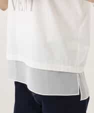 FKKJD23090 MK MICHEL KLEIN(MK ミッシェルクラン) [洗える]シフォン切替えフロッキーロゴTシャツ ホワイト