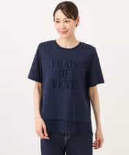 FKKJD23090 MK MICHEL KLEIN(MK ミッシェルクラン) [洗える]シフォン切替えフロッキーロゴTシャツ ホワイト