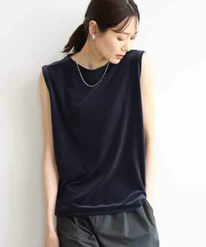 FKKJD24080 MK MICHEL KLEIN [洗える]シアーベロア ノースリーブトップス