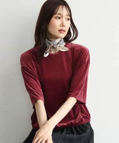 FKKJD25110 MK MICHEL KLEIN [洗える]シアーベロア 五分袖カットソー