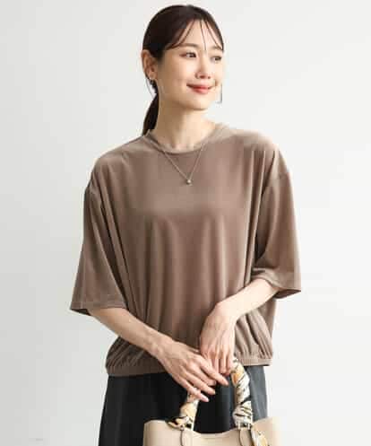 FKKJD25110 MK MICHEL KLEIN [洗える]シアーベロア 五分袖カットソー