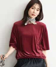 FKKJD25110 MK MICHEL KLEIN(MK ミッシェルクラン) [洗える]シアーベロア 五分袖カットソー モカベージュ