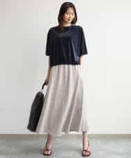 FKKJD25110 MK MICHEL KLEIN(MK ミッシェルクラン) [洗える]シアーベロア 五分袖カットソー モカベージュ