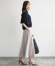 FKKJD25110 MK MICHEL KLEIN(MK ミッシェルクラン) [洗える]シアーベロア 五分袖カットソー モカベージュ