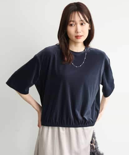 FKKJD25110 MK MICHEL KLEIN [洗える]シアーベロア 五分袖カットソー