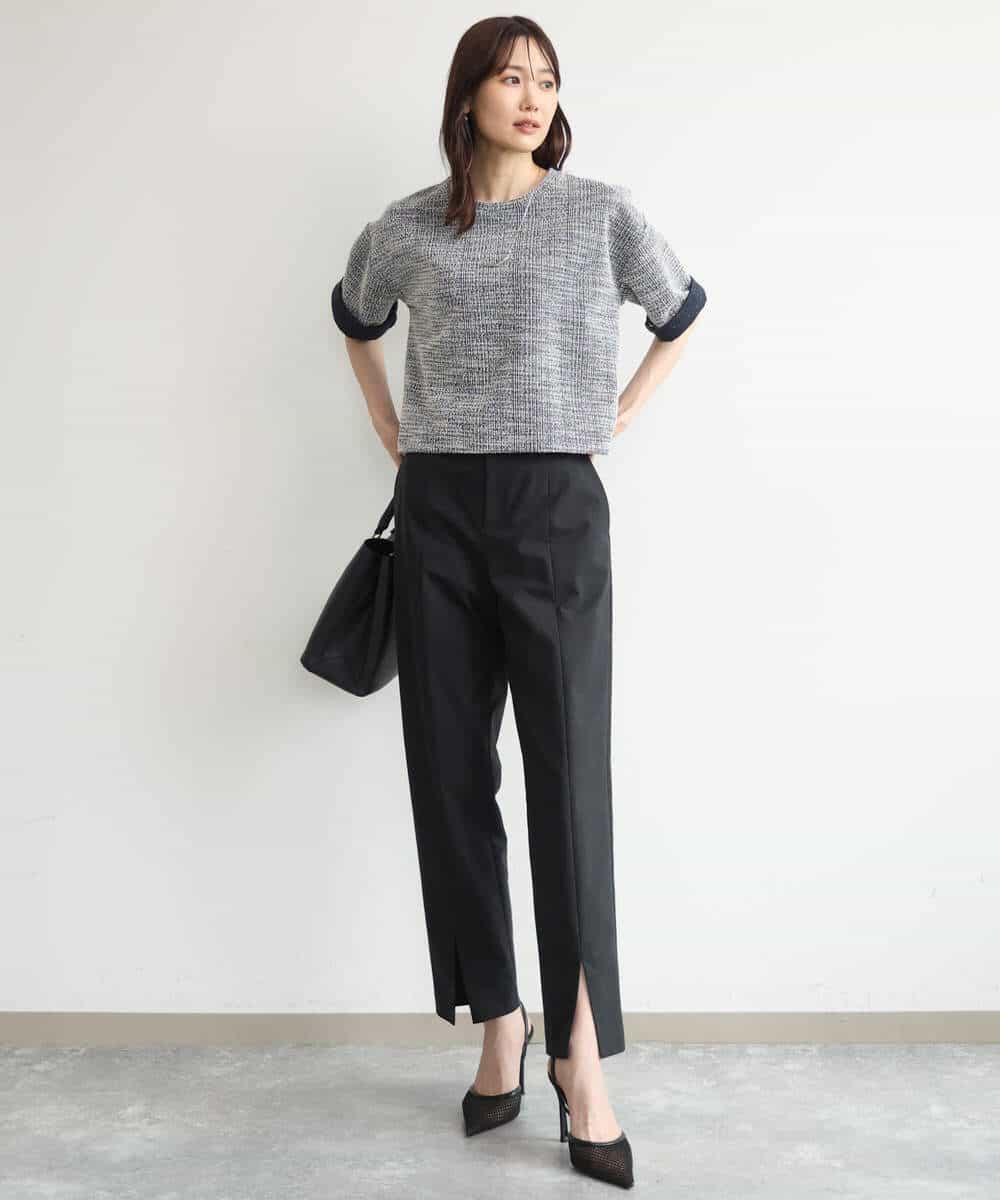 FKKJD26130 MK MICHEL KLEIN(MK ミッシェルクラン) [洗える]カラフルネップ ジャージーツイードカットソー ライトグレー