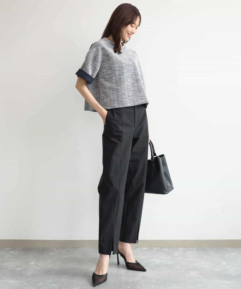 FKKJD26130 MK MICHEL KLEIN(MK ミッシェルクラン) [洗える]カラフルネップ ジャージーツイードカットソー ライトグレー
