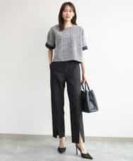 FKKJD26130 MK MICHEL KLEIN(MK ミッシェルクラン) [洗える]カラフルネップ ジャージーツイードカットソー ライトグレー
