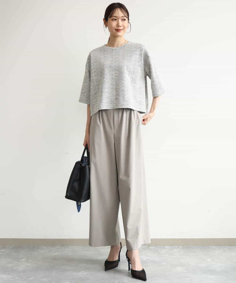 FKKJD26130 MK MICHEL KLEIN(MK ミッシェルクラン) [洗える]カラフルネップ ジャージーツイードカットソー ライトグレー