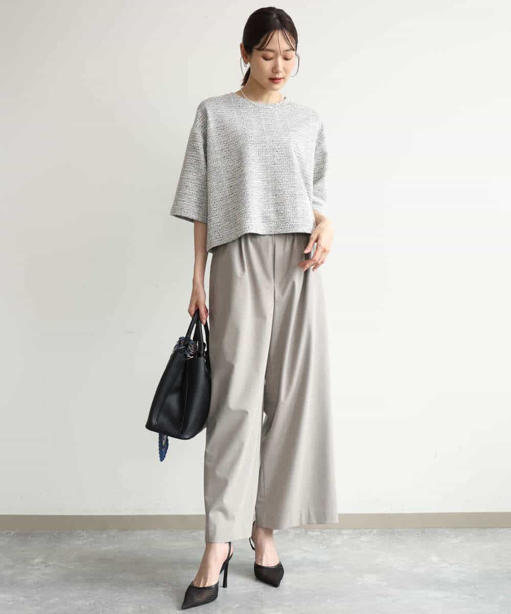 FKKJD26130 MK MICHEL KLEIN(MK ミッシェルクラン) [洗える]カラフルネップ ジャージーツイードカットソー ライトグレー