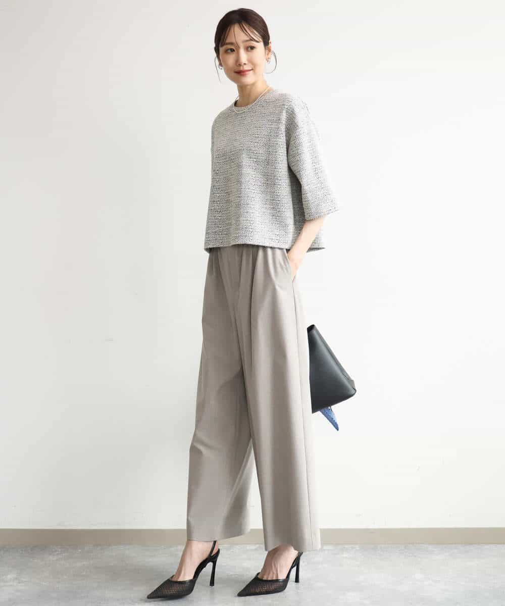 FKKJD26130 MK MICHEL KLEIN(MK ミッシェルクラン) [洗える]カラフルネップ ジャージーツイードカットソー ライトグレー