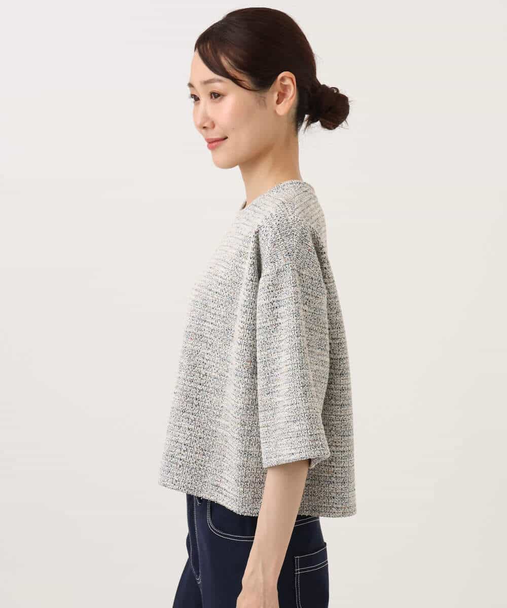 FKKJD26130 MK MICHEL KLEIN(MK ミッシェルクラン) [洗える]カラフルネップ ジャージーツイードカットソー ライトグレー