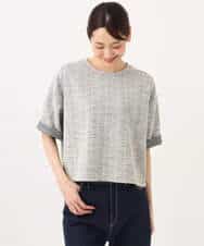 FKKJD26130 MK MICHEL KLEIN(MK ミッシェルクラン) [洗える]カラフルネップ ジャージーツイードカットソー ライトグレー