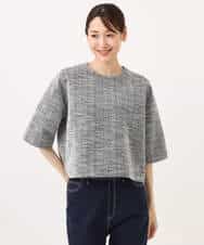 FKKJD26130 MK MICHEL KLEIN(MK ミッシェルクラン) [洗える]カラフルネップ ジャージーツイードカットソー ライトグレー