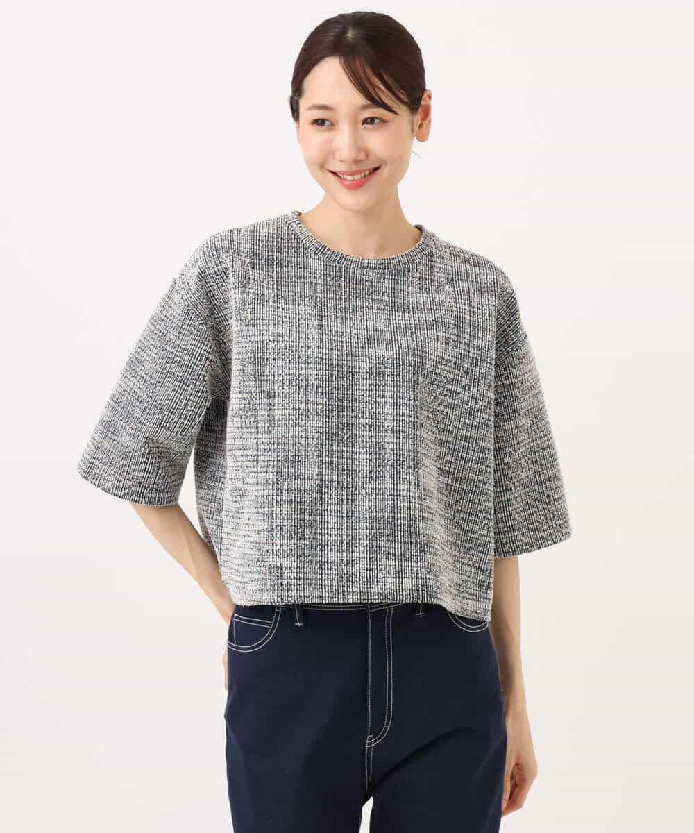 FKKJD26130 MK MICHEL KLEIN(MK ミッシェルクラン) [洗える]カラフルネップ ジャージーツイードカットソー ライトグレー