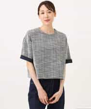 FKKJD26130 MK MICHEL KLEIN(MK ミッシェルクラン) [洗える]カラフルネップ ジャージーツイードカットソー ライトグレー