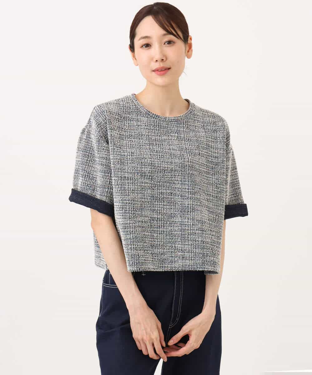 FKKJD26130 MK MICHEL KLEIN(MK ミッシェルクラン) [洗える]カラフルネップ ジャージーツイードカットソー ライトグレー