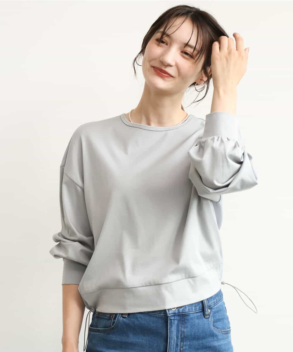FKKJD30120 MK MICHEL KLEIN(MK ミッシェルクラン) [洗える]ドロスト仕様異素材カットソー ライトグレー