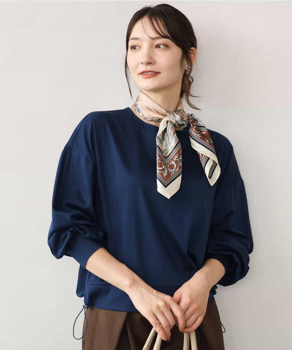 FKKJD30120 MK MICHEL KLEIN(MK ミッシェルクラン) [洗える]ドロスト仕様異素材カットソー ライトグレー