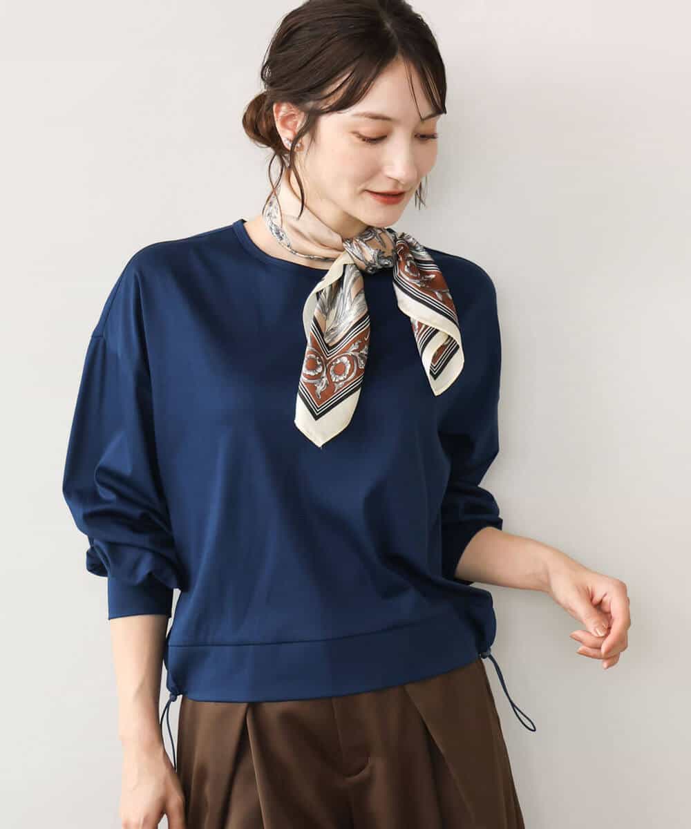 FKKJD30120 MK MICHEL KLEIN(MK ミッシェルクラン) [洗える]ドロスト仕様異素材カットソー ライトグレー