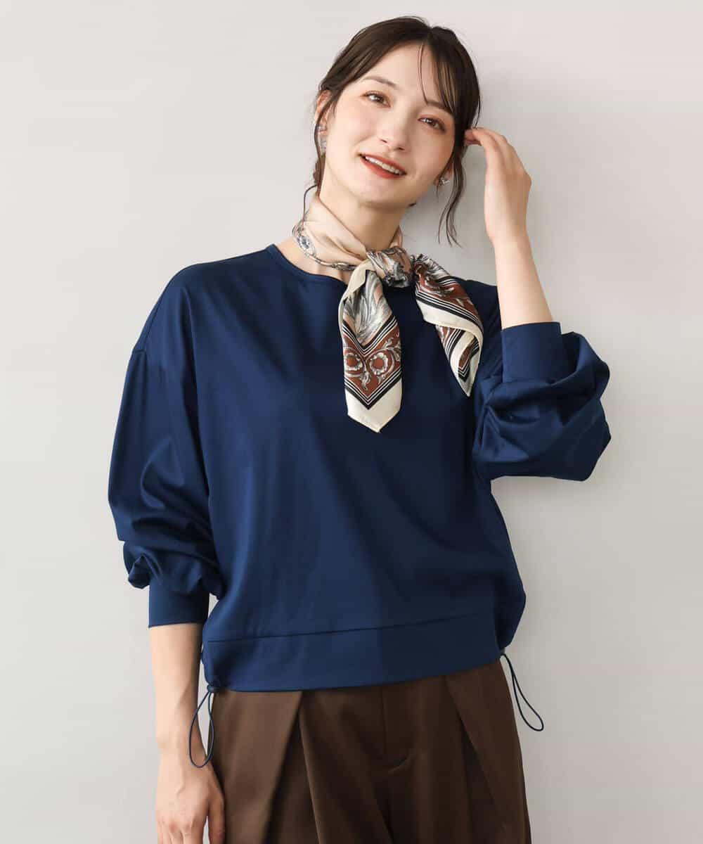 FKKJD30120 MK MICHEL KLEIN(MK ミッシェルクラン) [洗える]ドロスト仕様異素材カットソー ライトグレー