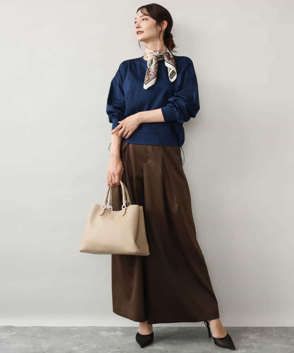 FKKJD30120 MK MICHEL KLEIN(MK ミッシェルクラン) [洗える]ドロスト仕様異素材カットソー ライトグレー