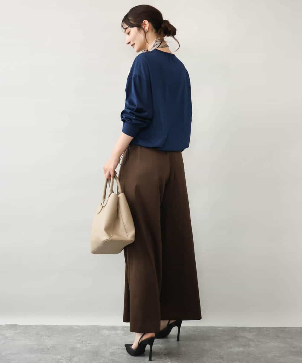 FKKJD30120 MK MICHEL KLEIN(MK ミッシェルクラン) [洗える]ドロスト仕様異素材カットソー ライトグレー