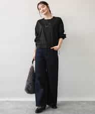 FKKJD30120 MK MICHEL KLEIN(MK ミッシェルクラン) [洗える]ドロスト仕様異素材カットソー ライトグレー
