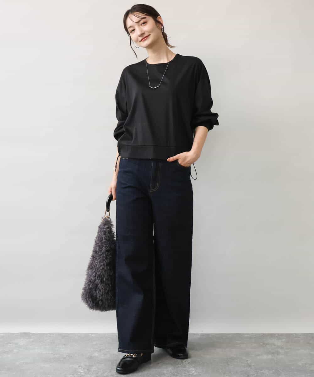 FKKJD30120 MK MICHEL KLEIN(MK ミッシェルクラン) [洗える]ドロスト仕様異素材カットソー ライトグレー