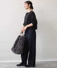 FKKJD30120 MK MICHEL KLEIN(MK ミッシェルクラン) [洗える]ドロスト仕様異素材カットソー ライトグレー