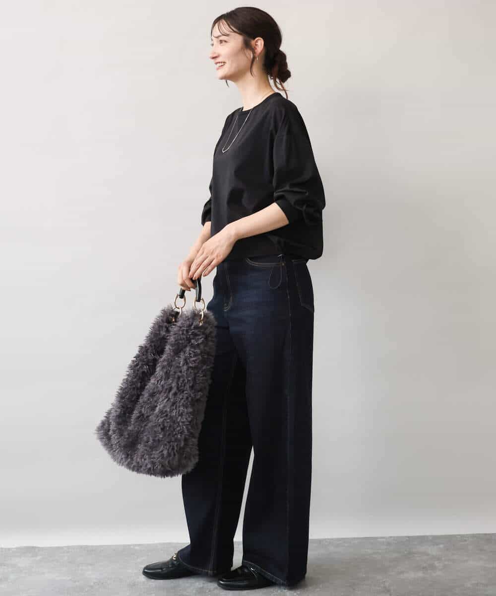 FKKJD30120 MK MICHEL KLEIN(MK ミッシェルクラン) [洗える]ドロスト仕様異素材カットソー ライトグレー