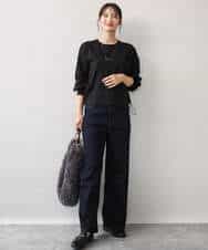 FKKJD30120 MK MICHEL KLEIN(MK ミッシェルクラン) [洗える]ドロスト仕様異素材カットソー ライトグレー