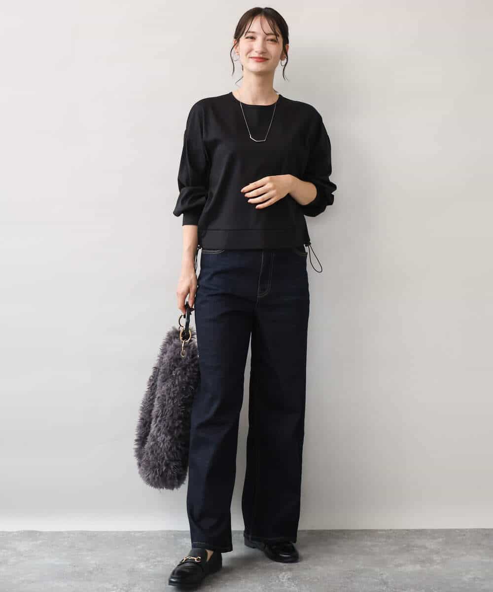 FKKJD30120 MK MICHEL KLEIN(MK ミッシェルクラン) [洗える]ドロスト仕様異素材カットソー ライトグレー