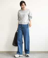 FKKJD30120 MK MICHEL KLEIN(MK ミッシェルクラン) [洗える]ドロスト仕様異素材カットソー ライトグレー