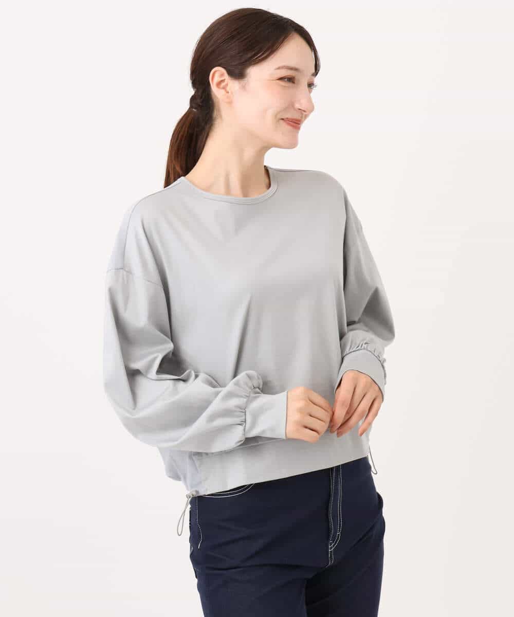 FKKJD30120 MK MICHEL KLEIN(MK ミッシェルクラン) [洗える]ドロスト仕様異素材カットソー ライトグレー