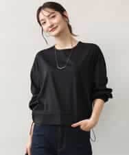 FKKJD30120 MK MICHEL KLEIN(MK ミッシェルクラン) [洗える]ドロスト仕様異素材カットソー ブラック
