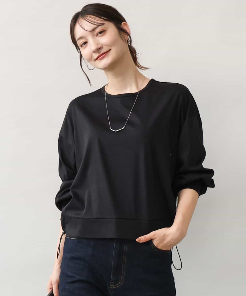 FKKJD30120 MK MICHEL KLEIN(MK ミッシェルクラン) [洗える]ドロスト仕様異素材カットソー ブラック
