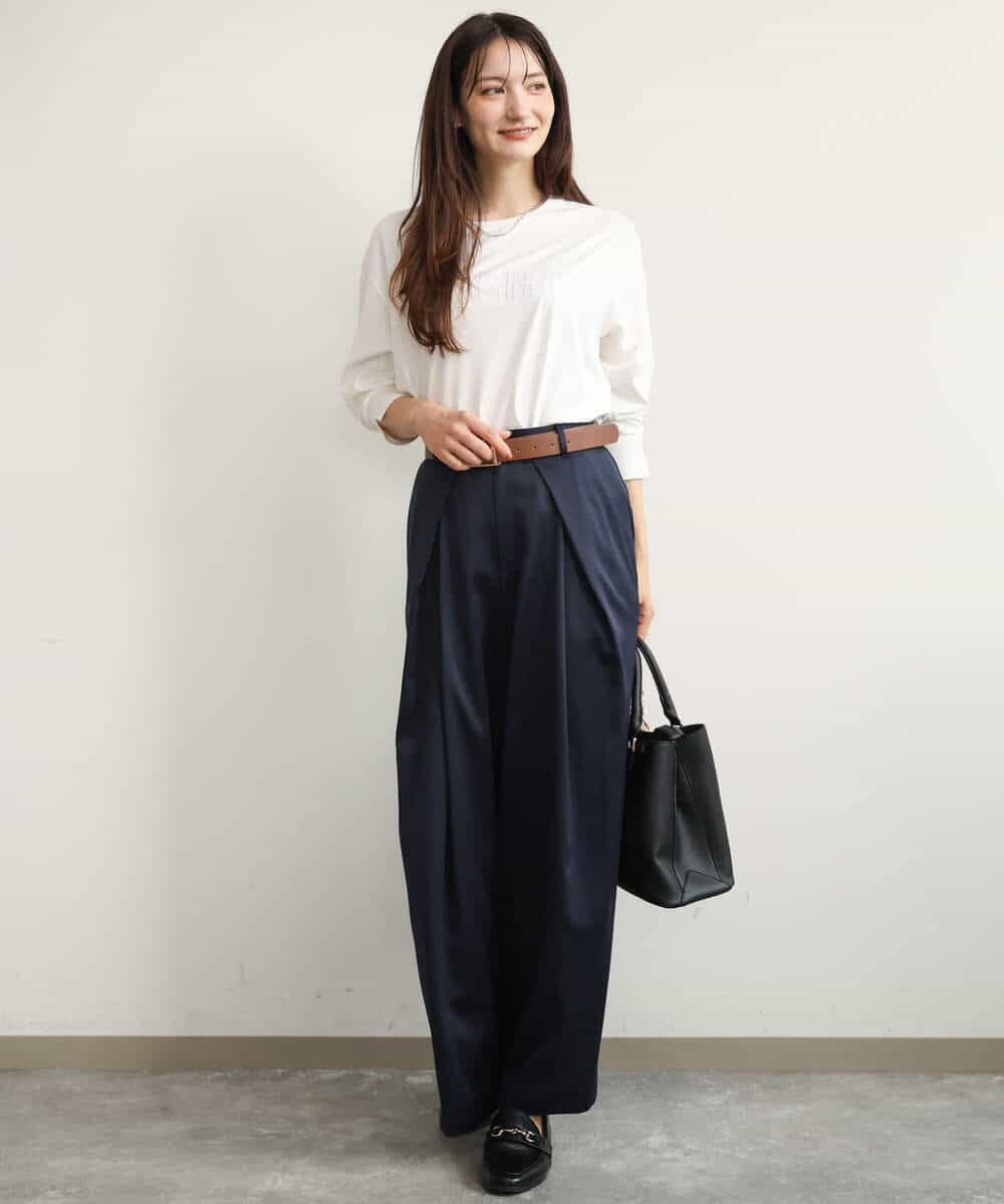 FKKJD31110 MK MICHEL KLEIN(MK ミッシェルクラン) [洗える]レース刺繍ロゴロンT ブラック