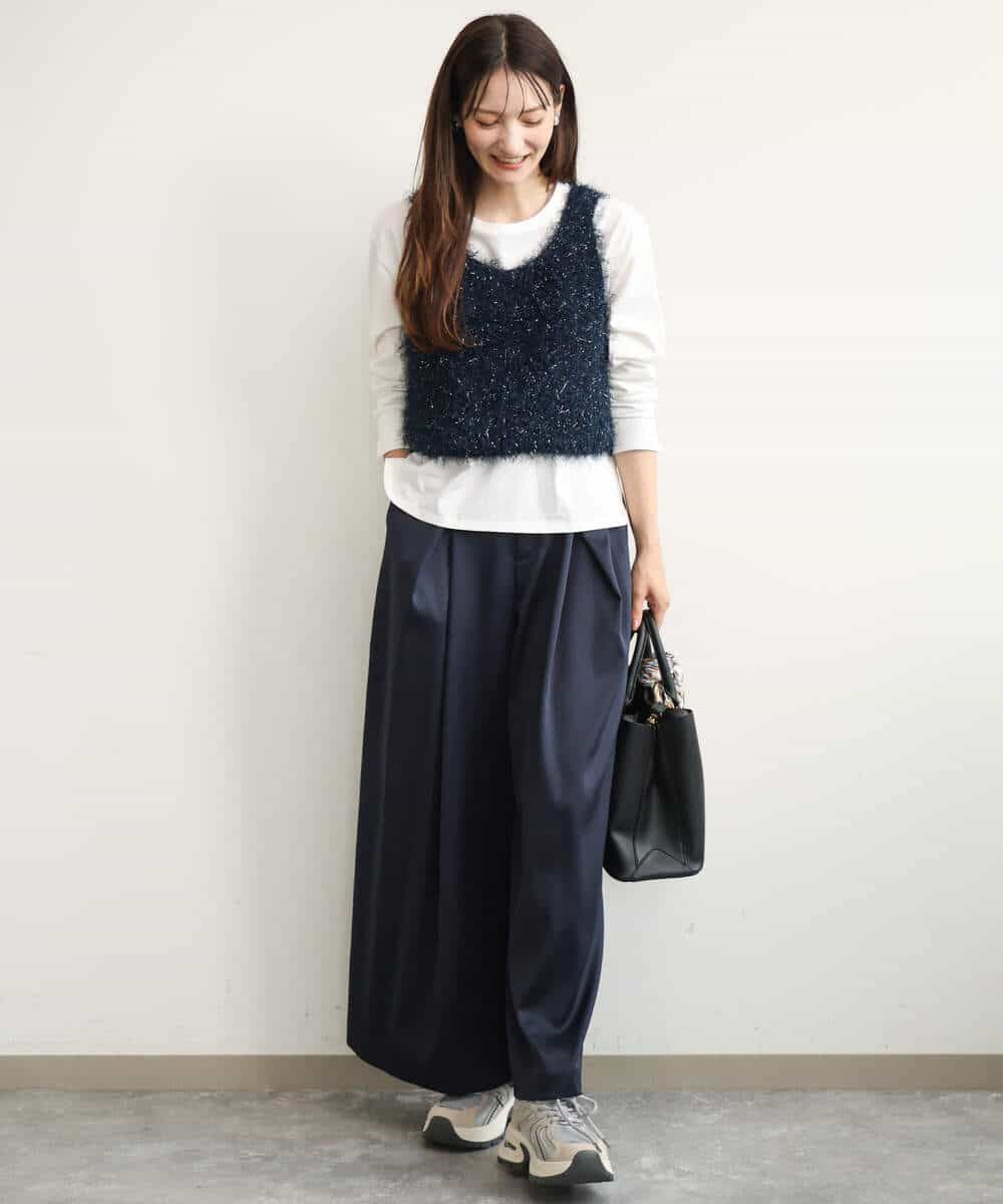 FKKJD31110 MK MICHEL KLEIN(MK ミッシェルクラン) [洗える]レース刺繍ロゴロンT ブラック
